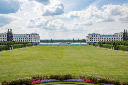 Krasnogorsk, Russia - August 23, 2020: Part of the architectural ensemble of the historical museum-estate Arkhangelskoye. Fine example of the 18th century architecture and park landscapingのeditorial素材