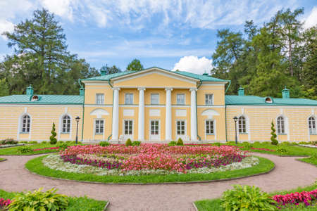 Krasnogorsk, Russia - August 23, 2020: Part of the architectural ensemble of the historical museum-estate Arkhangelskoye. Fine example of the 18th century architecture and park landscapingのeditorial素材