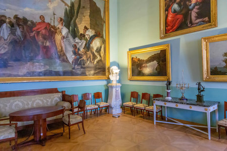 Krasnogorsk, Russia - August 23, 2020: Interior of the architectural ensemble of the historical...