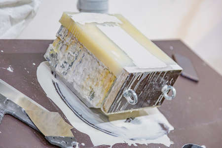 Moscow, Russia - September 07, 2020: Inside an industrial workshop of the Dikart gypsum stucco molding plantのeditorial素材