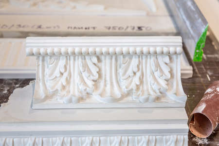 Moscow, Russia - September 07, 2020: Inside an industrial workshop of the Dikart gypsum stucco molding plantのeditorial素材