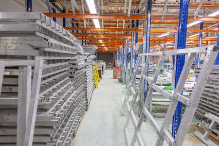 Moscow, Russia - September 07, 2020: Inside an industrial workshop of the Dikart gypsum stucco...