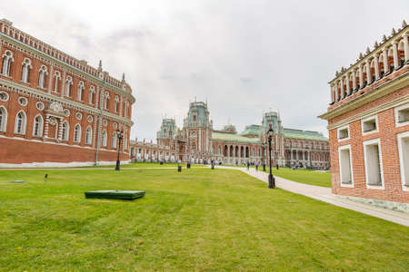 Moscow, Russia - September 5, 2020: Part of the architectural ensemble of the historical museum-estate Tsaritsyno. Fine example of the 18th century architecture and park landscapingのeditorial素材