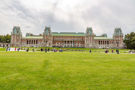 Moscow, Russia - September 5, 2020: Part of the architectural ensemble of the historical museum-estate Tsaritsyno. Fine example of the 18th century architecture and park landscapingのeditorial素材