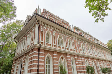 Moscow, Russia - September 5, 2020: Part of the architectural ensemble of the historical museum-estate Tsaritsyno. Fine example of the 18th century architecture and park landscapingのeditorial素材