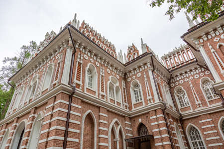 Moscow, Russia - September 5, 2020: Part of the architectural ensemble of the historical museum-estate Tsaritsyno. Fine example of the 18th century architecture and park landscapingのeditorial素材