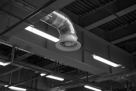 Part of the air circulation system in the industrial premises of the factory