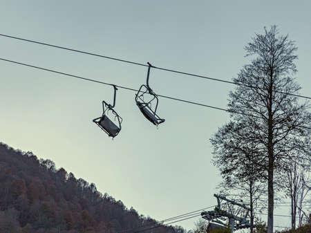 Cableway of Rosa Khutor ski resort in the Krasnodar region. Sochi, Russiaの写真素材
