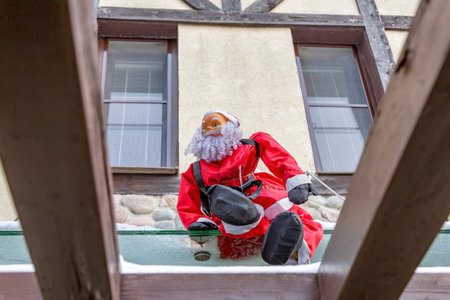 Zelenogradsk, Russia - January 18, 2021: Funny figure in the courtyard of the Villa Lana Hotel. The idea of decorating a yard or garden in a snowy winterのeditorial素材