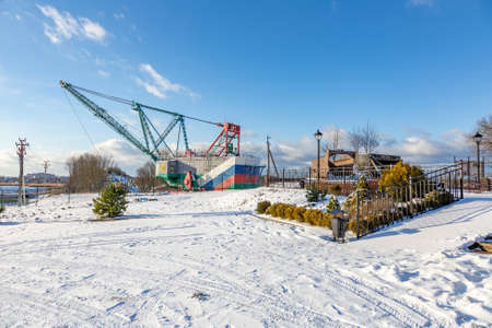 Yantarny, Russia - January 15, 2021: Heavy equipment for the mining. Kaliningrad Amber Combineのeditorial素材