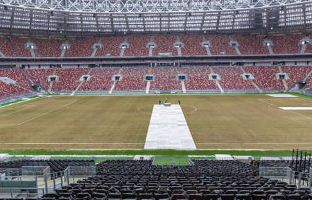 Moscow, Russia - March 14, 2021: Inside the Big sports arena of the Olympic complex Luzhniki. Opened in 1956. The global reconstruction in 2014-2017, which was made for the 2018 FIFA World Cupのeditorial素材