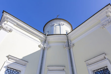 Marfino, Russian Federation - March 28, 2021: Exterior of the Cathedral of the Nativity of the...