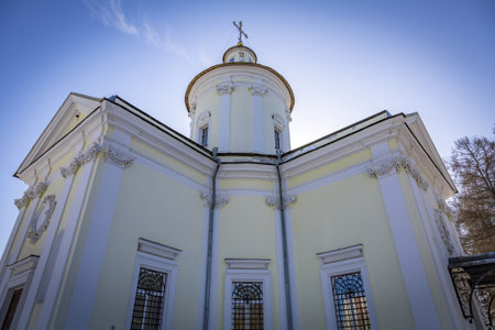 Marfino, Russian Federation - March 28, 2021: Exterior of the Cathedral of the Nativity of the...