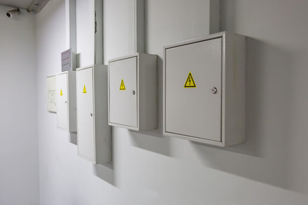 The triangular yellow sign of the danger of electric shock