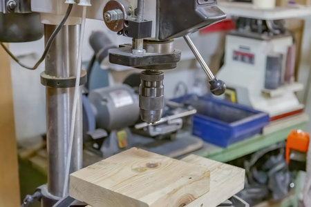 Industrial equipment in a small carpentry workshop. Manual production of wood and precious woods...