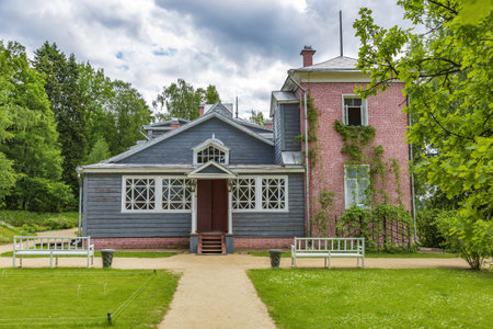 Muranovo, Russia - June 6, 2021: Part of the facade of the Literary-Memorial Museum. Created by Tyutchev's descendantsのeditorial素材