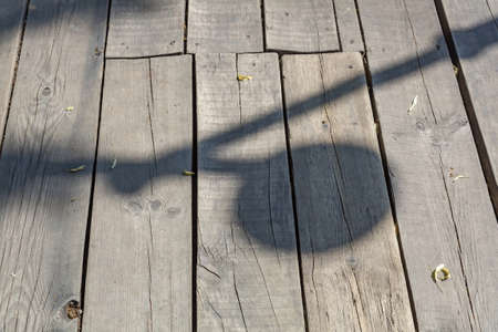 Textured rough surface of wooden planks. Walking path in the parkの写真素材