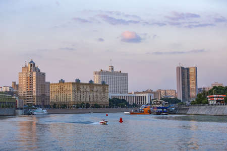 Moscow, Russia - July 13, 2021: The white House of the Government of the Russian Federation on the bank of the Moskva Riverのeditorial素材