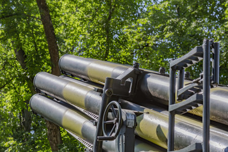 Krasnogorsk district, Moscow region, Russia - July 11, 2021: Rare retro cannon. Vadim Zadorozhny Vehicle Museum. One of the largest private antique vehicle museums in Europeのeditorial素材