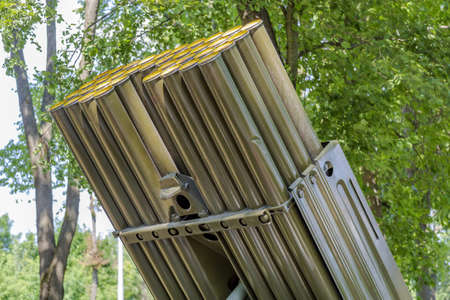 Krasnogorsk district, Moscow region, Russia - July 11, 2021: Rare retro rocket. Vadim Zadorozhny Vehicle Museum. One of the largest private antique vehicle museums in Europeのeditorial素材