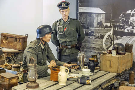 Krasnogorsk district, Moscow region, Russia - July 11, 2021: Mannequin symbolizing the times of the World War II. Vadim Zadorozhny Museum of Technology. One of the largest antique vehicle museums in Europeのeditorial素材