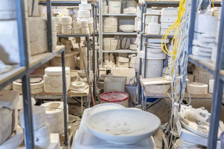 Konakovo, Russia - July 24, 2021: Inside the Konakovsky Faience Company production workshop. All works are created by the hands of craftsmen without the use of mechanismsのeditorial素材