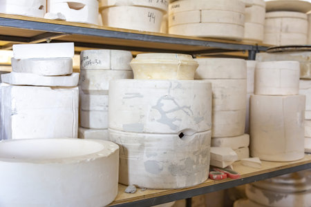 Konakovo, Russia - July 24, 2021: Inside the Konakovsky Faience Company production workshop. All...