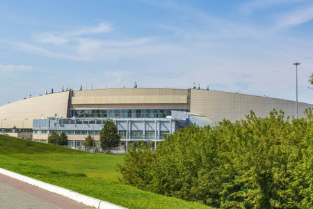 Kolomna, Russia - August 29, 2021: Exterior of the modern speed skating center. Built in 2006