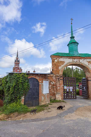 Mozhaysk, Russia - September 4, 2021: Exterior of the orthodox Novo-Nikolsky Cathedral. Russian gothic of the early 19th century. Cultural heritage siteのeditorial素材