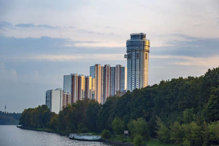 Moscow region - September 12, 2021: Modern high-rise residential building in the vicinity of the capital cityのeditorial素材