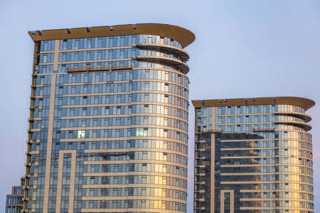 Moscow region - September 12, 2021: Modern high-rise residential building in the vicinity of the capital cityのeditorial素材
