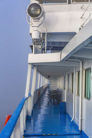 Passenger deck of a large cruise ship without peopleの写真素材