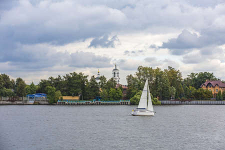 Village Troitskoye, Russia - September 10, 2021: Exterior of the Orthodox Church of the Life-Giving Trinity. Founded in 1736のeditorial素材