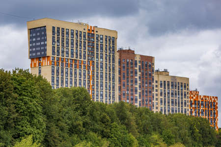 Moscow region - September 12, 2021: Modern high-rise residential building in the vicinity of the capital cityのeditorial素材