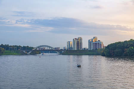 Moscow region - September 12, 2021: Modern high-rise residential building in the vicinity of the capital cityのeditorial素材