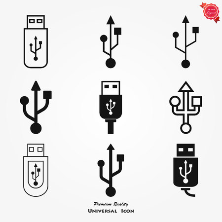 pendrive sign illustration, usb icon - technology connection symbolのイラスト素材