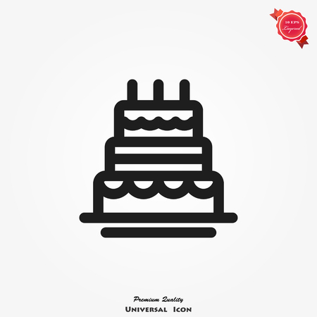 Cake icon vector illustration. Happy birthday symbol, cake for birthday celebrationのイラスト素材