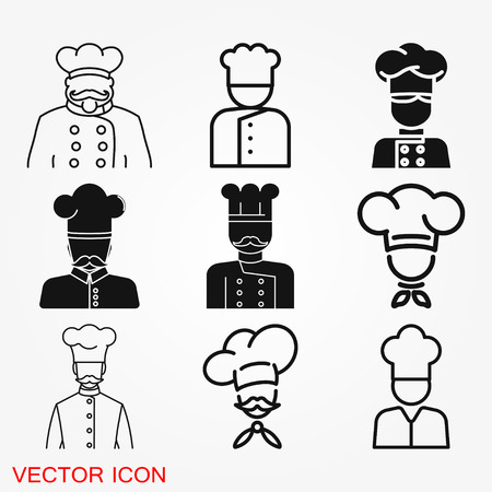 Chef icon in a cooking hat vector . Kitchen symbol.のイラスト素材