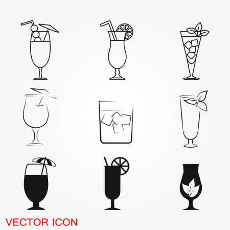 Cocktail icon vector, pictogram isolated on backgroundのイラスト素材
