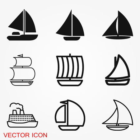 Boat icon vector in trendy flat style isolated on white background. boat icon image, boat icon illustrationの写真素材