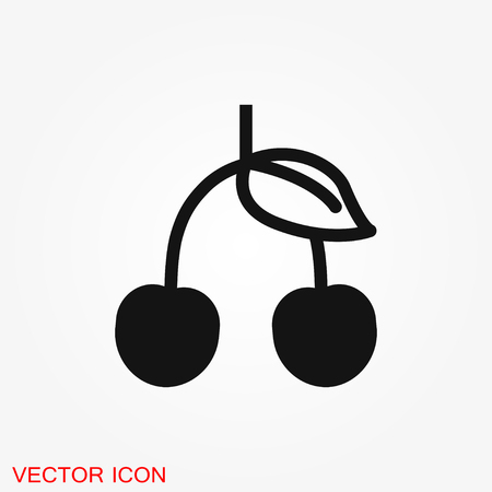 Cherry icon, vector fruit illustration, sweet cherriesのイラスト素材