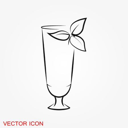 Cocktail icon vector, pictogram isolated on backgroundのイラスト素材