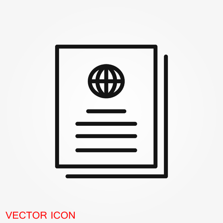 Travel documents icon, passport with tickets flat icon isolated. Concept travel and tourism. Vector illustration.のイラスト素材