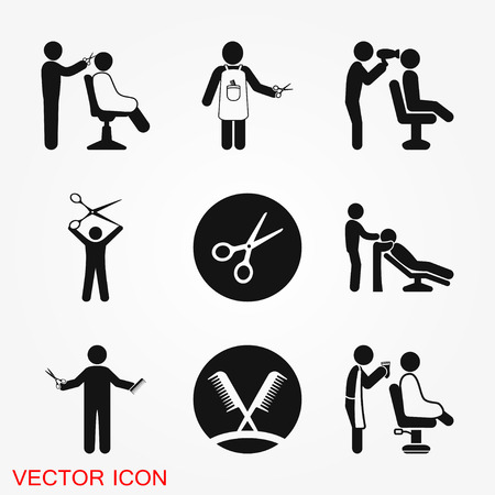 Hairdresser icon logo, vector sign symbol for designのイラスト素材