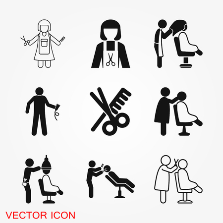 Hairdresser icon logo, vector sign symbol for designのイラスト素材