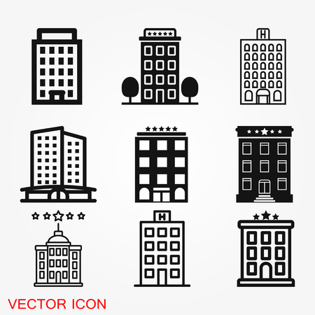 Hotel icon logo, vector sign symbol for designのイラスト素材