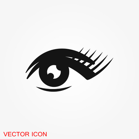 Beautiful eye icon with eyebrow brush logo, illustration, vector sign symbol for designのイラスト素材