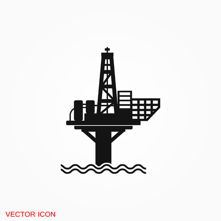 Oil platform iconfuel production logo, vector sign symbol for designのイラスト素材