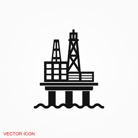 Oil platform iconfuel production logo, vector sign symbol for designのイラスト素材