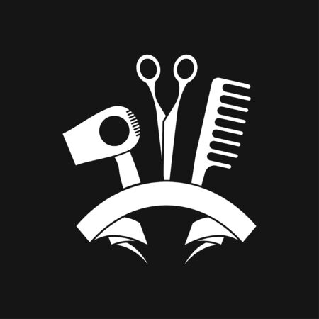 Barber icon vector, salon hair dryer, hair curler for web and mobileのイラスト素材